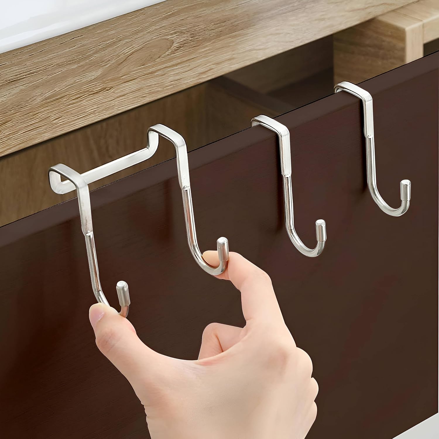 Zureni Heavy-Duty Over-the-Door Hooks Metal Double S-Shaped Detachable Hanger for Kitchen, Closet, Bathroom & Cabinet Use